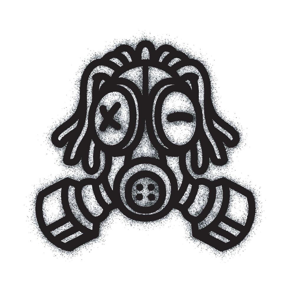 Spray Painted Graffiti Gas mask Sprayed isolated on white background. Respirator symbol graffiti with overspray in black on white. vector
