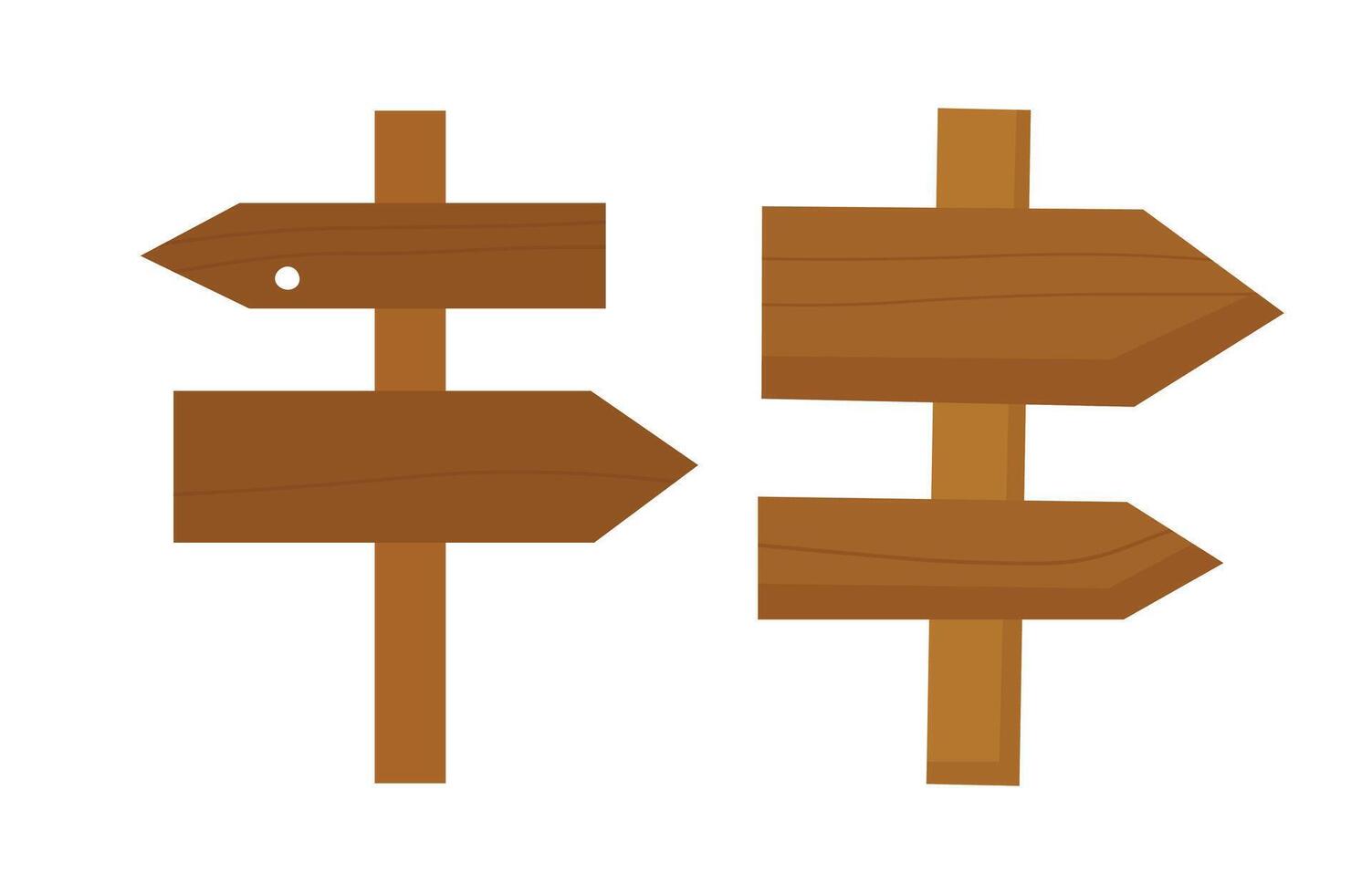 Wooden simple pointing arrows illustrations. Simple flat style. vector
