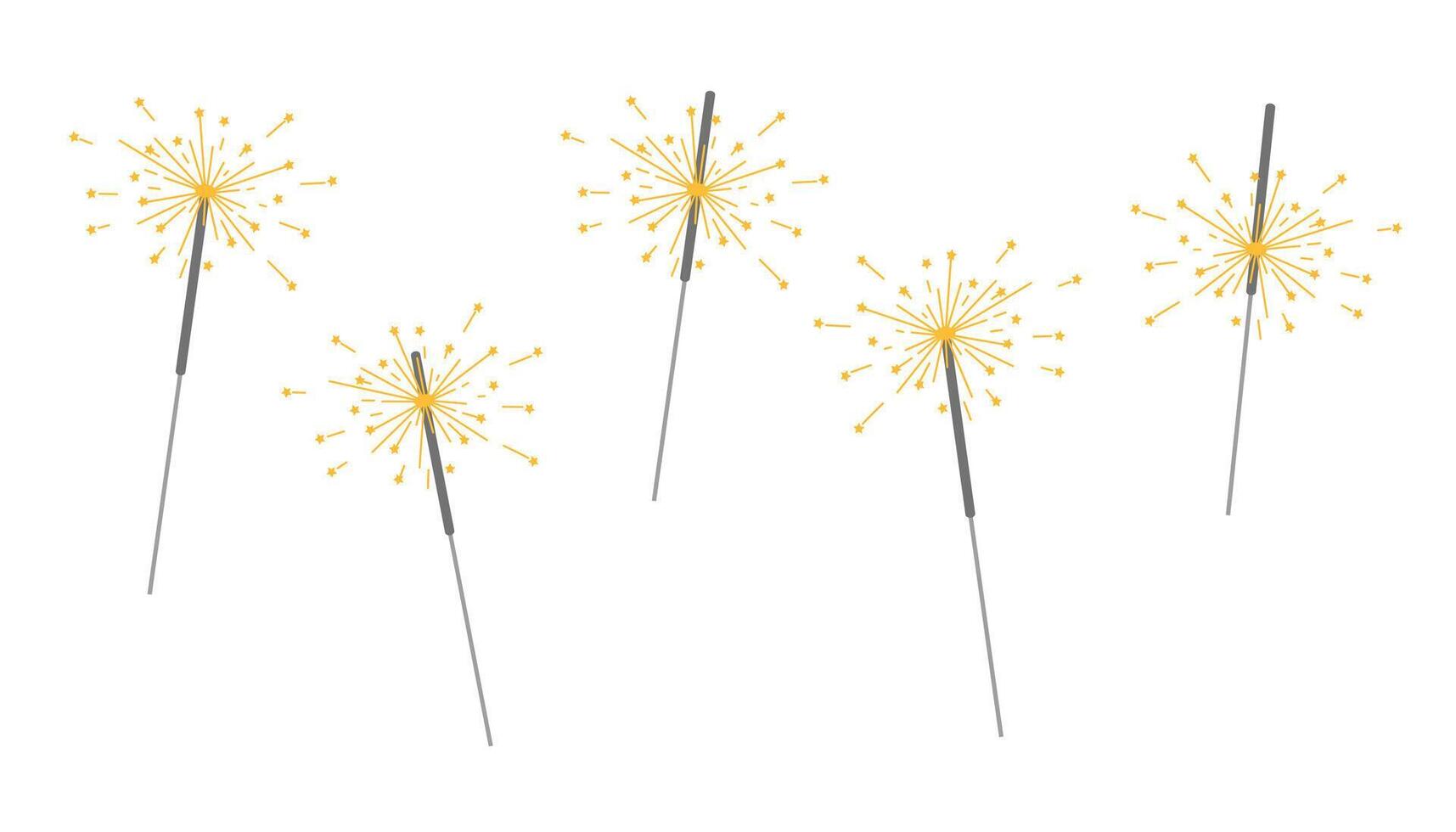 Set of burning sparkles isolated on white background. Holiday elements. vector