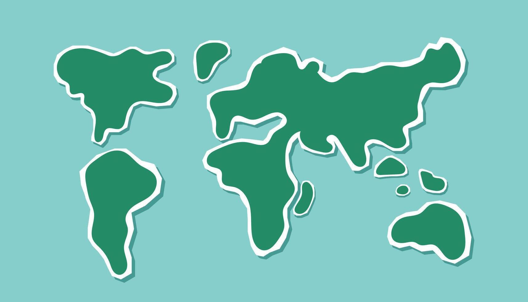 Blank world map in flat style on blue background vector