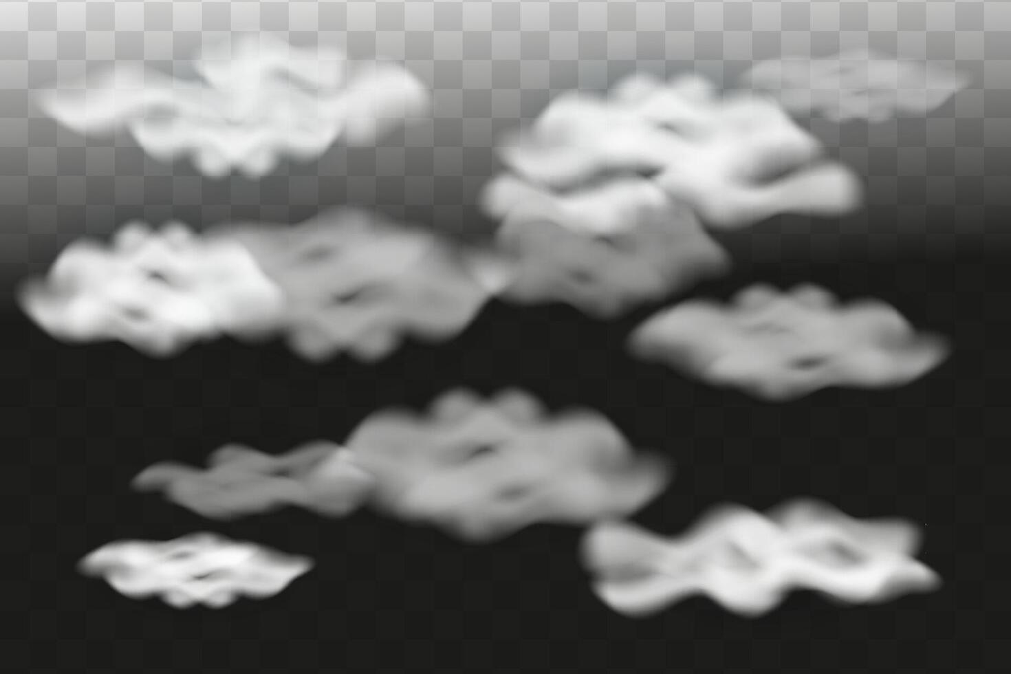 Illustration of cloudy sky isolated on black background. vector
