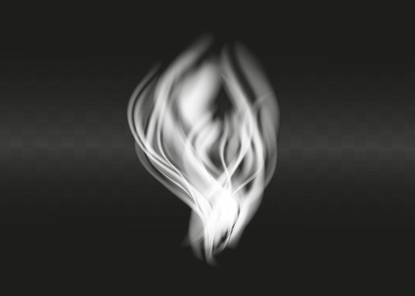 Illustration of white smoke isolated on black background. vector