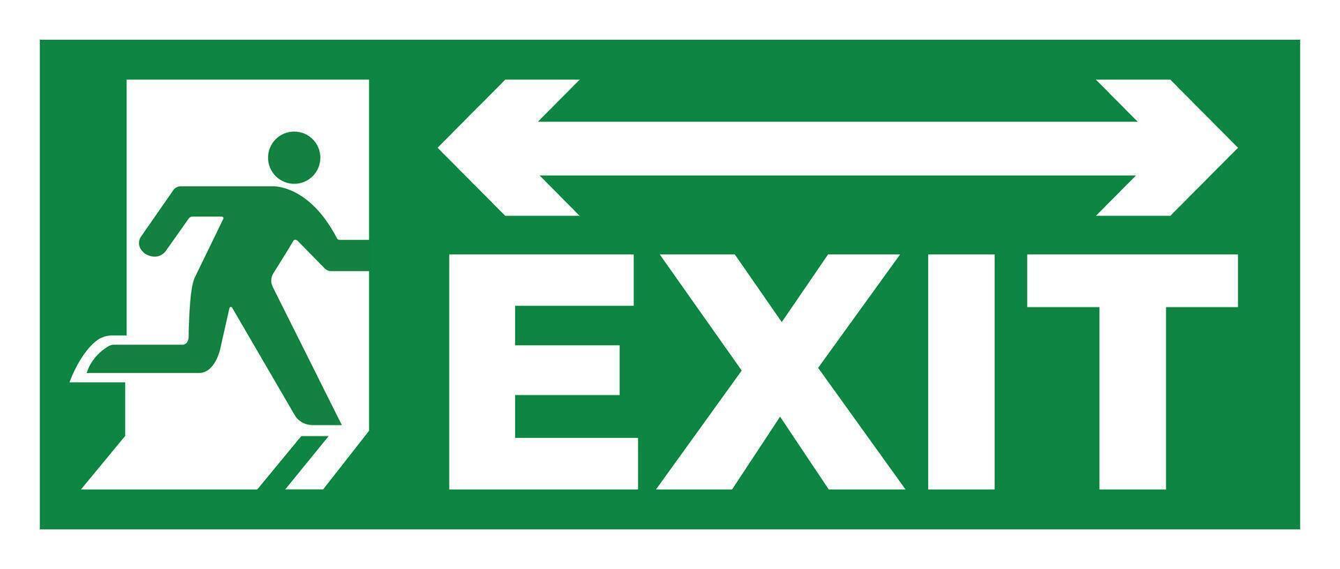 An exit sign with a man running in front of it vector