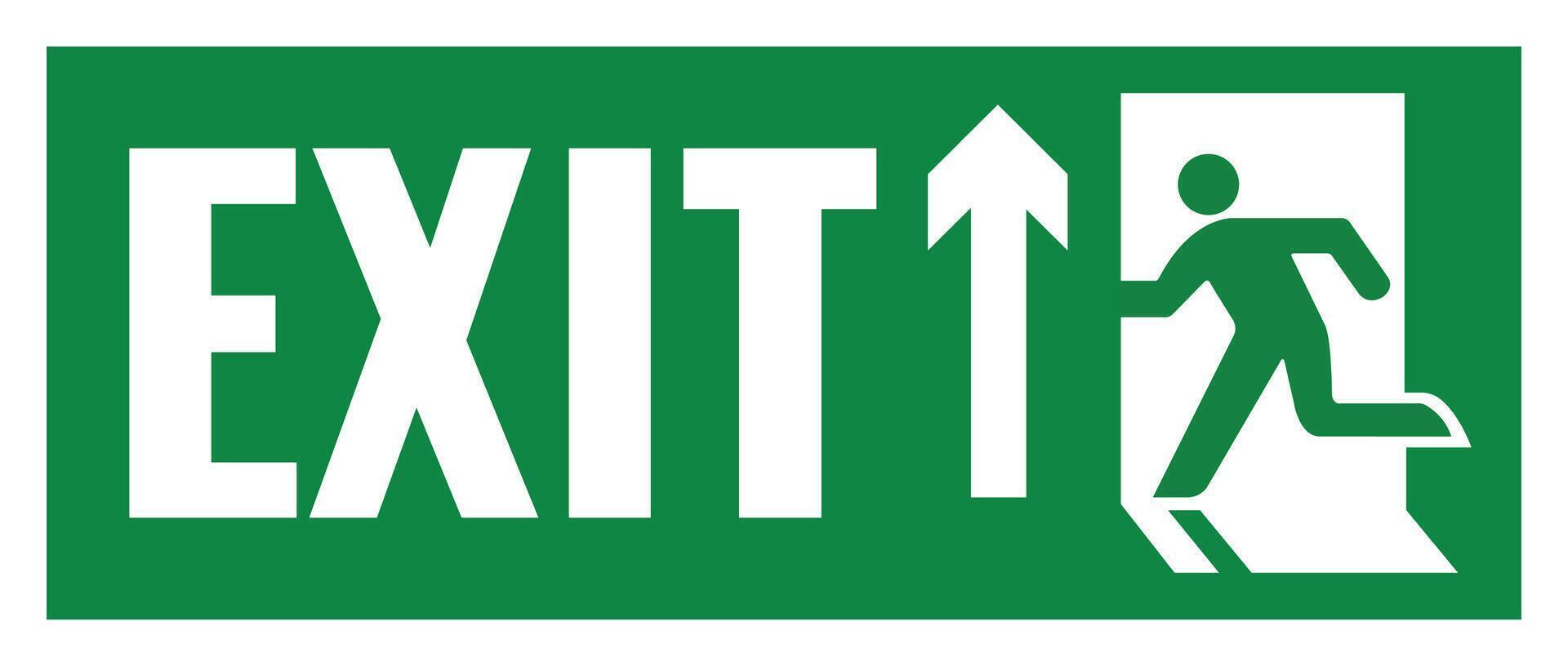 A green exit sign with a man running up the stairs vector