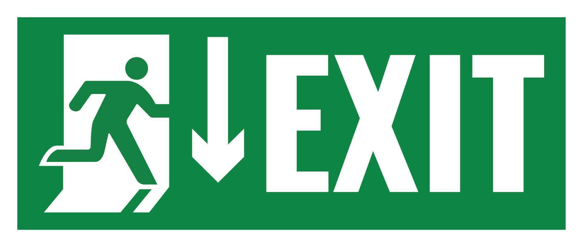 A green exit sign with a man running vector