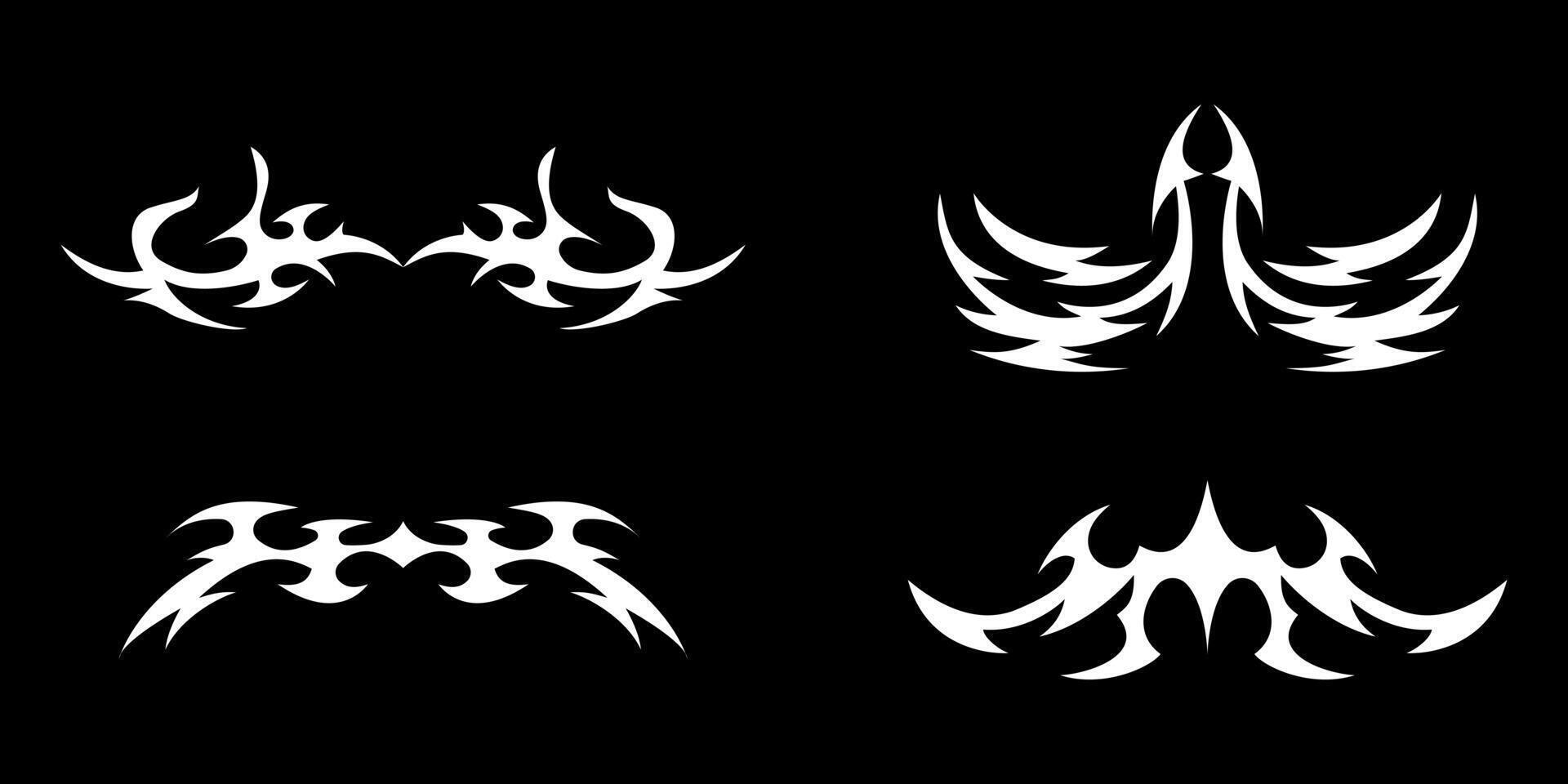 Abstract neo tribal element. Set of neo tribal shape. Aesthetic y2k cyber gothic style. illustration. vector