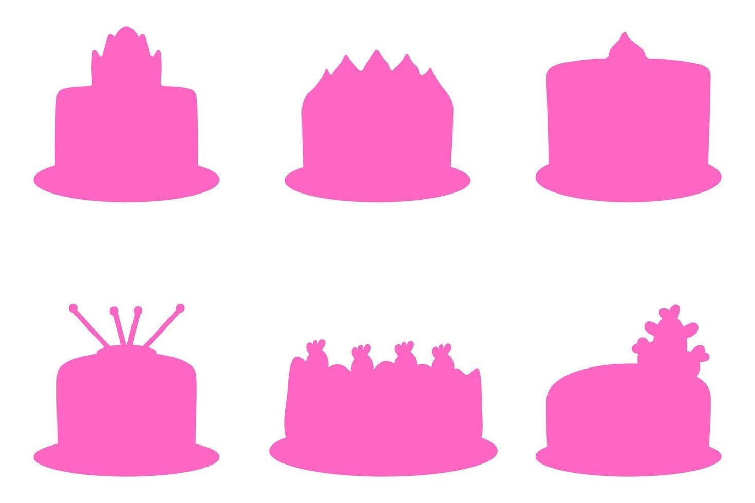Set of Pink Cake Silhouettes vector