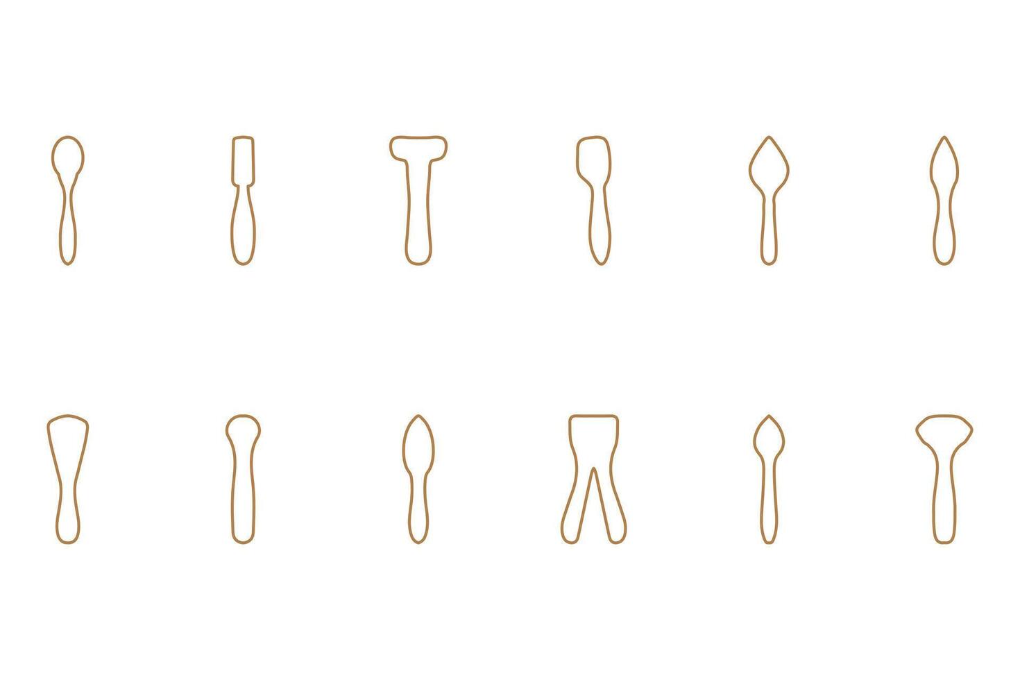 Simple farming tool outline design set vector