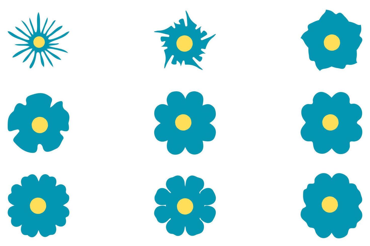 Colorful Floral Shape Icon Set vector