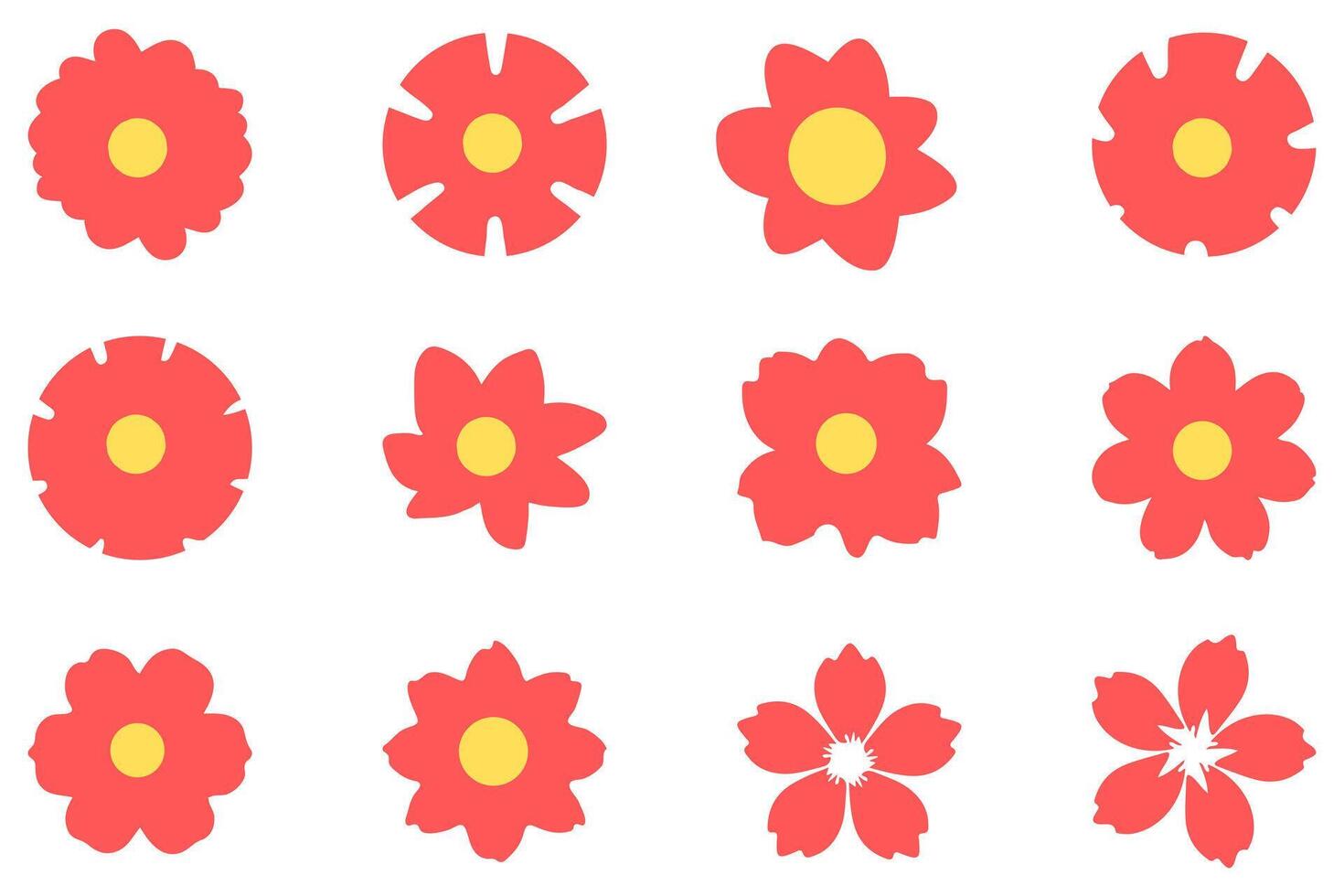 Collection of Colorful Flower Illustrations vector