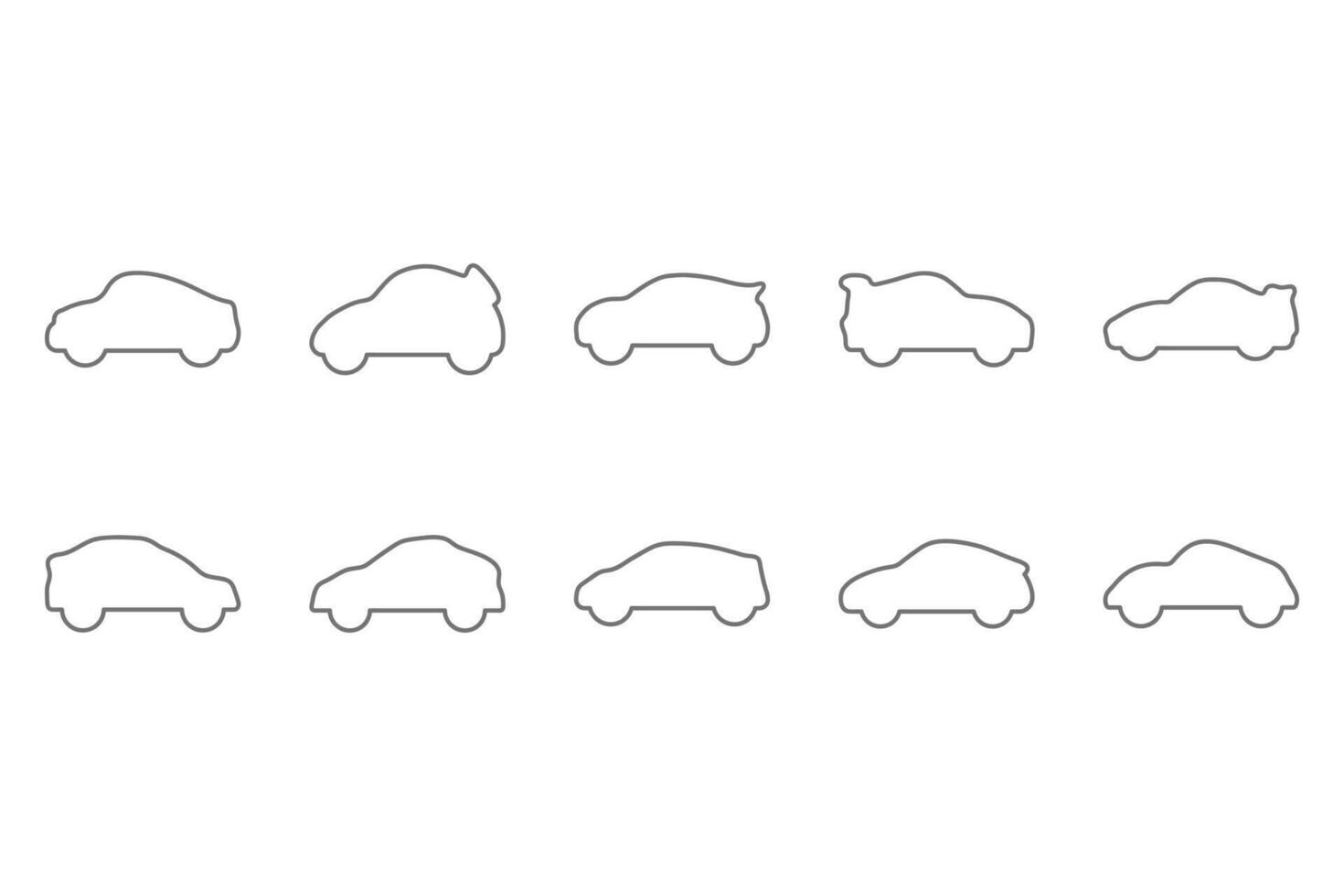 Outline car icon set. Flat style transportation vector
