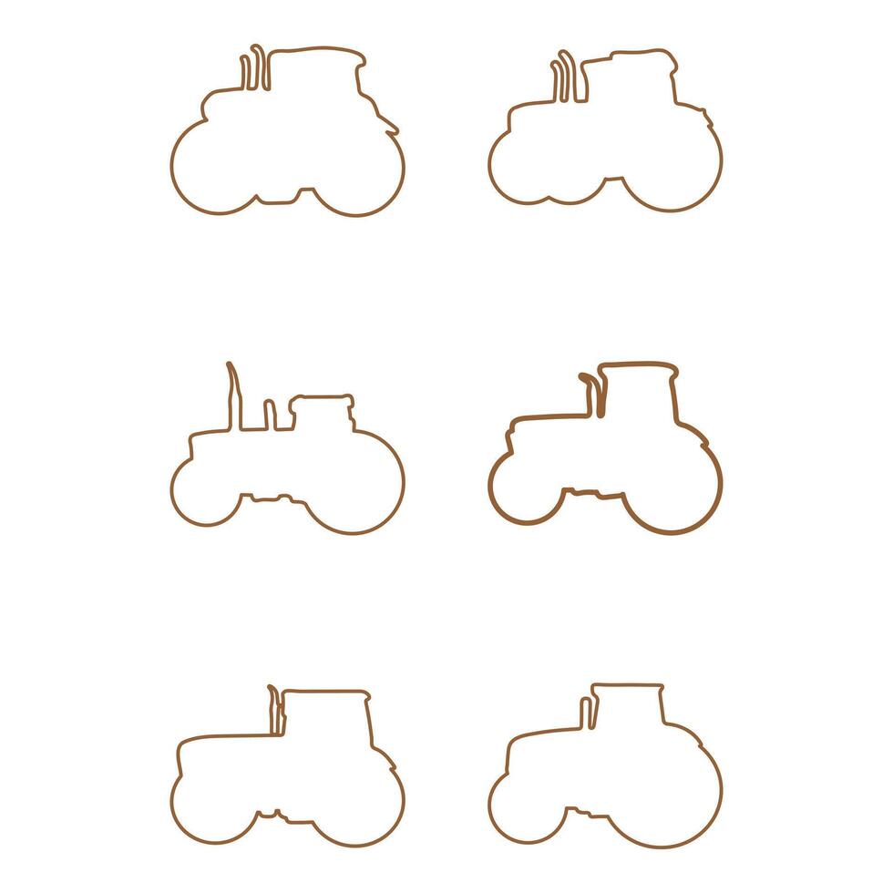 Simple tractor outline illustration design set vector