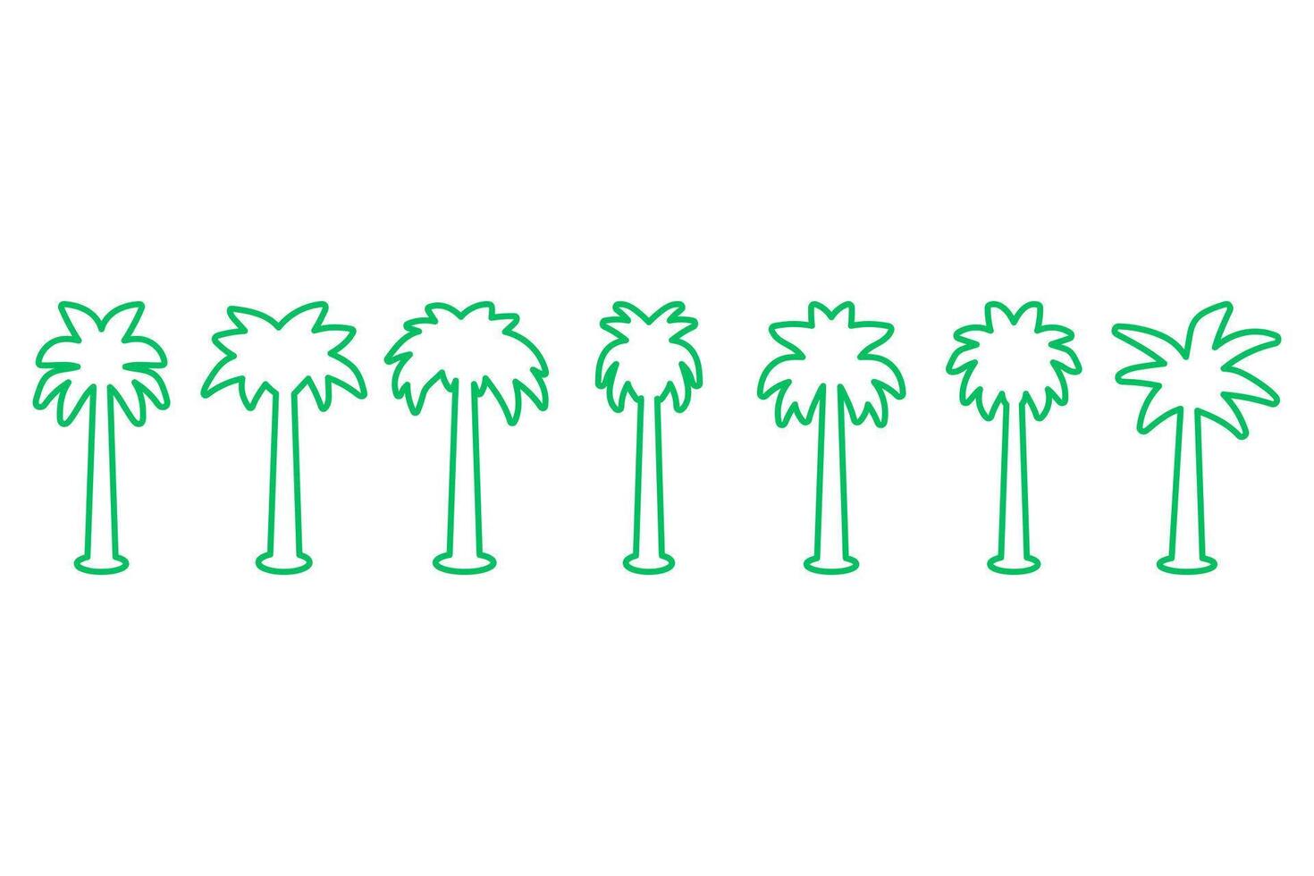 Simple coconut tree outline design set vector
