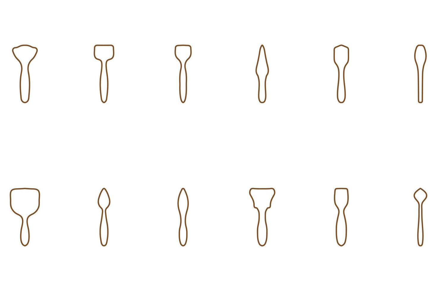 Simple farming tool outline design set vector