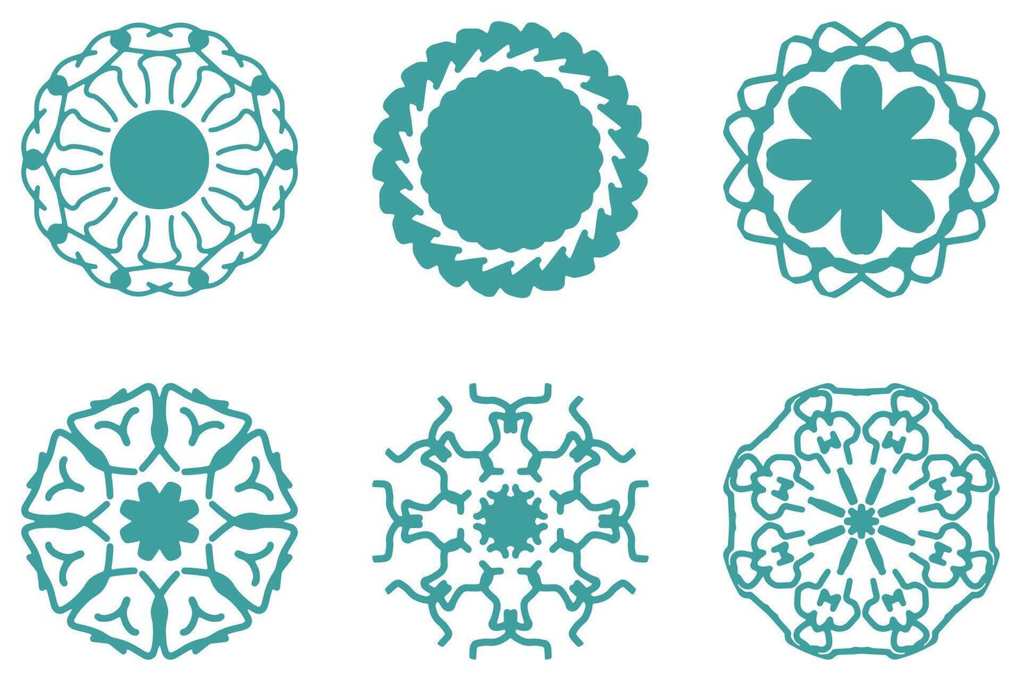 Teal Mandala Pattern Collection vector