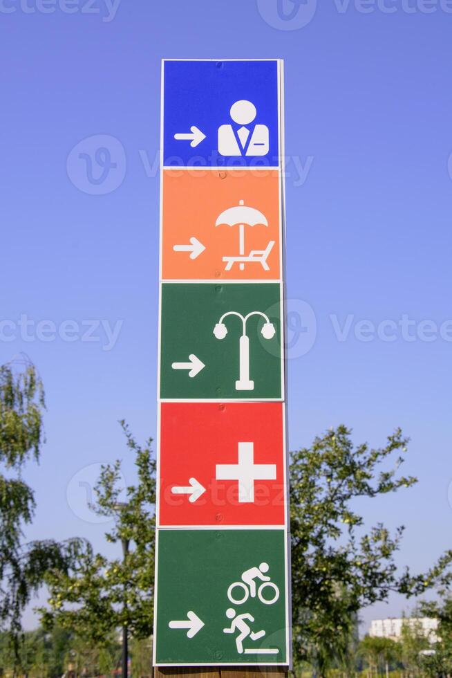 A sign that has a picture of a person on it photo