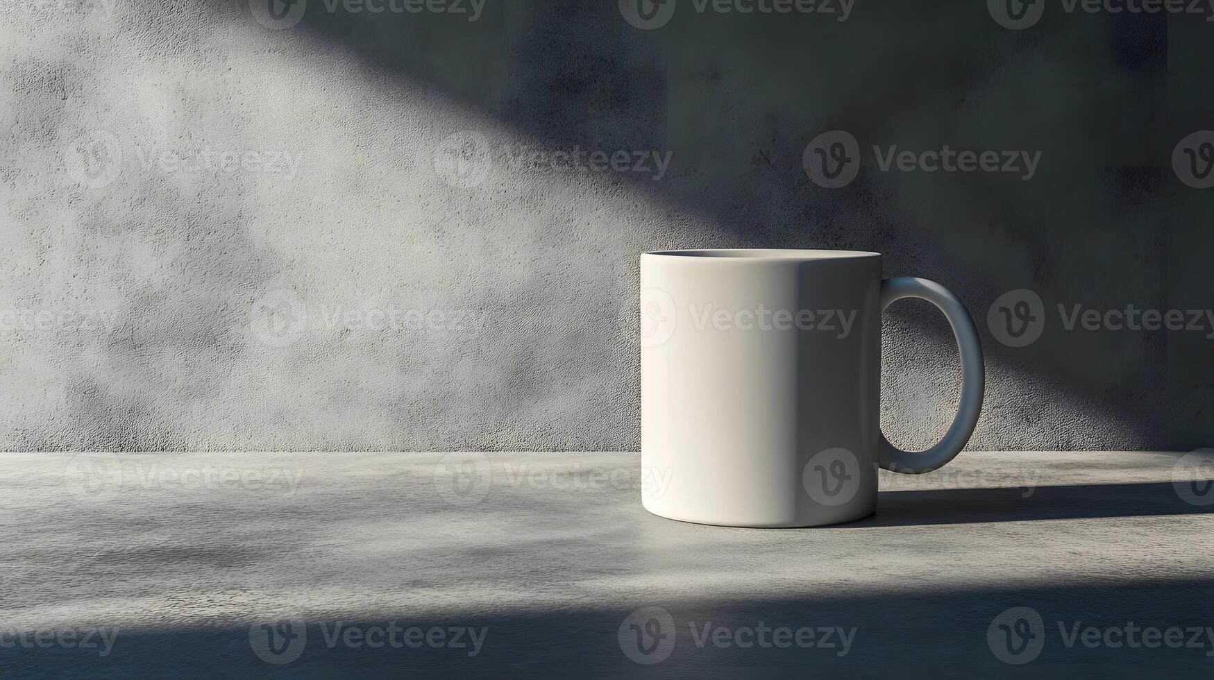 Minimalist White Mug on Smooth Concrete Surface with Soft Shadows photo