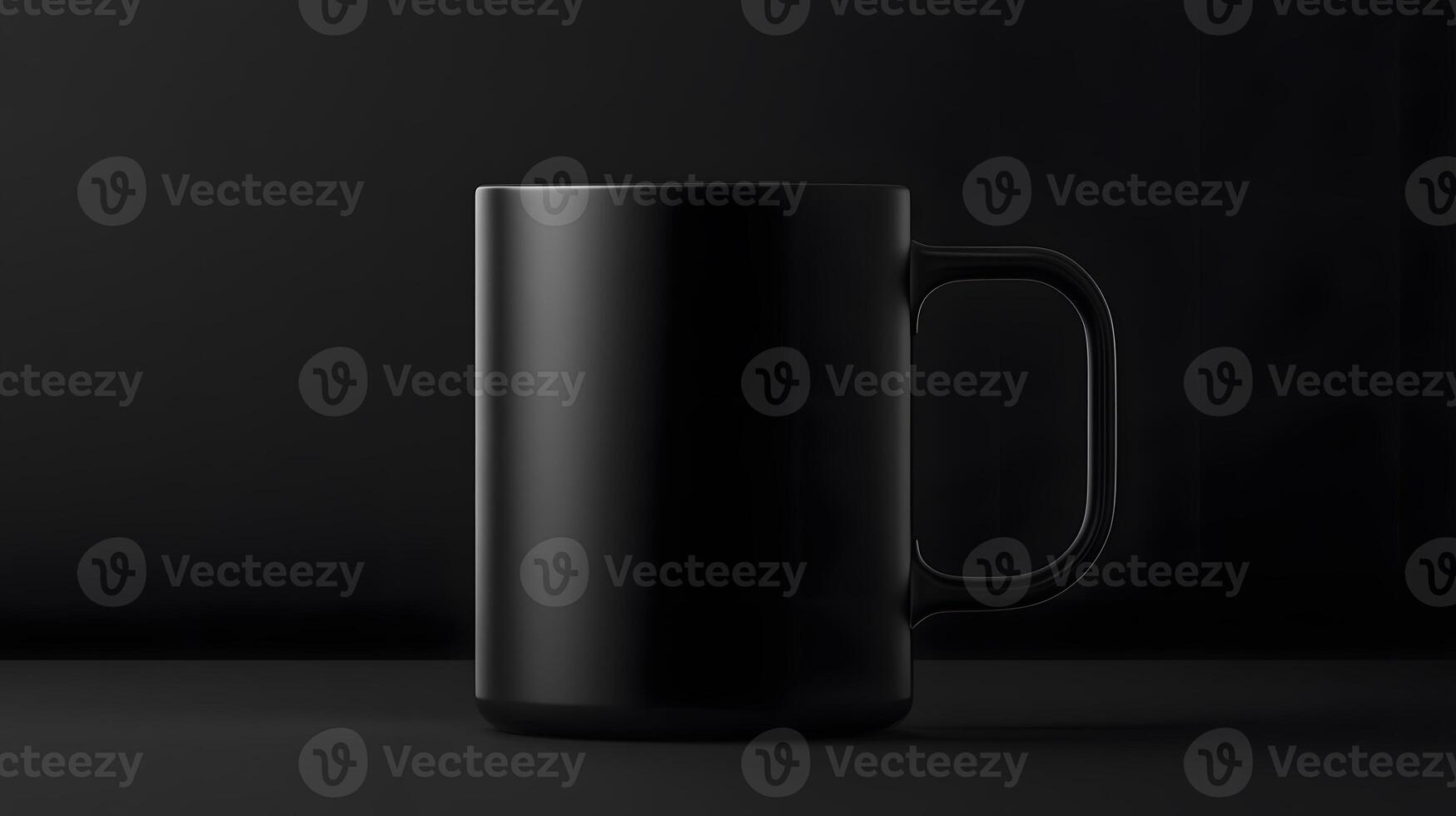 Sleek All-Black Mug on Matte Surface for Branding Mockup photo