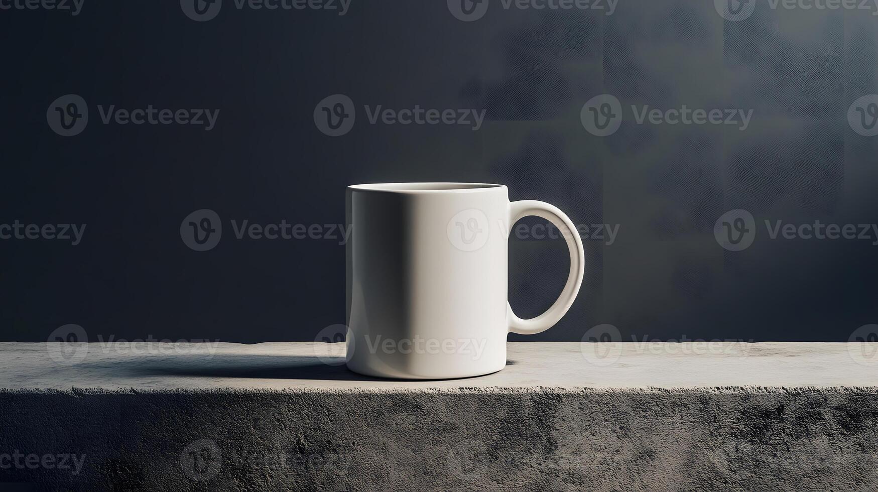 White Mug on Concrete Surface in Minimalistic Industrial Setting photo