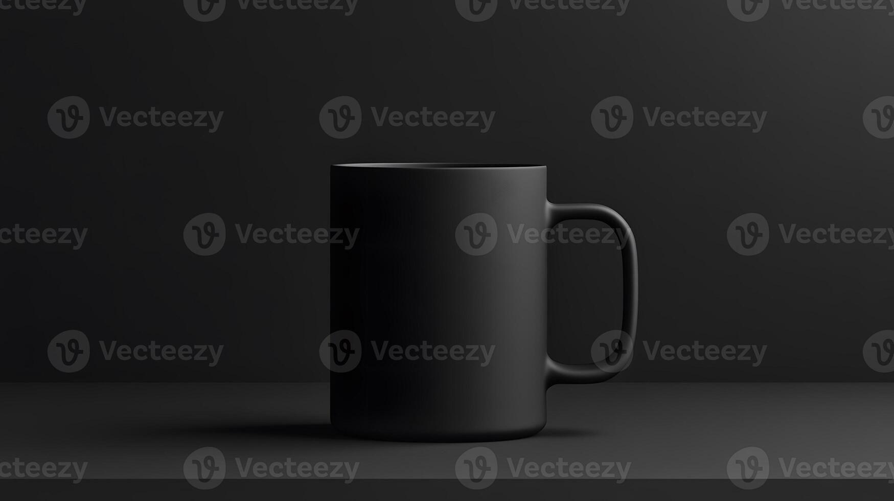 Elegant Black Mug with Matte Finish in Minimalist Mockup Design photo