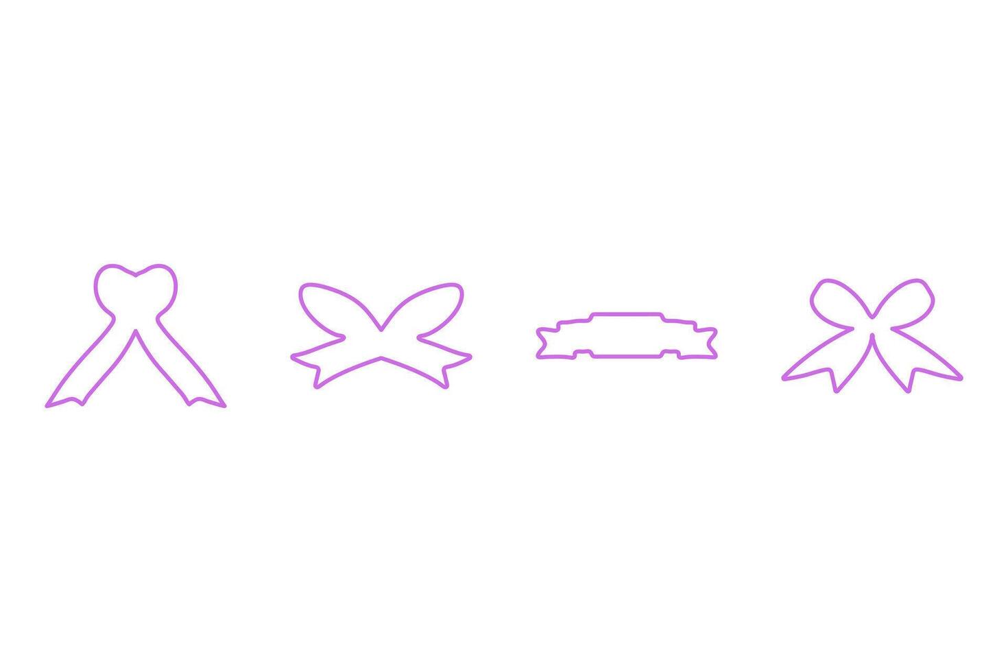 Simple ribbon ornament outline icon set vector