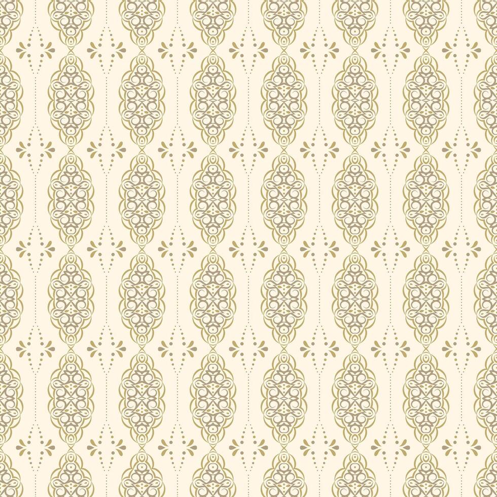 Vertical wallpaper pattern. Damask ornamental background in beige colors for fashion textile print vector