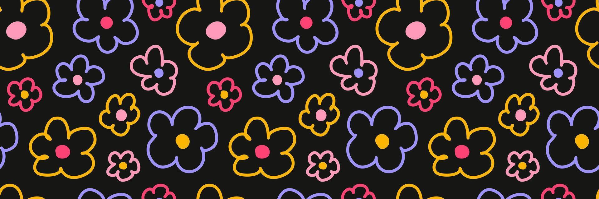 Abstract seamless pattern with vintage simple flowers. Trendy floral background for fabric, wallpaper or wrapping vector