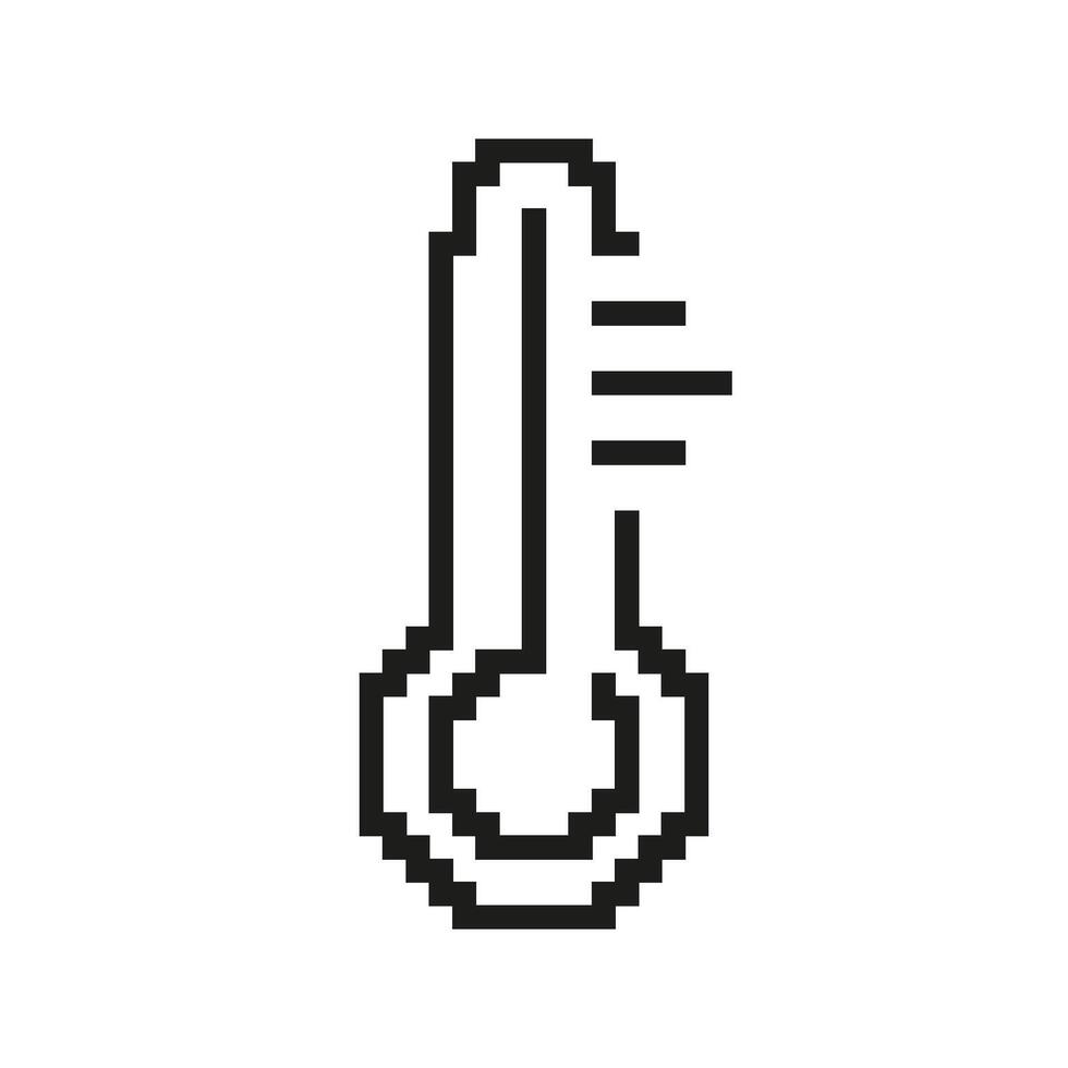 Thermometer Pixelated Icon. Pixel Art Symbol of Temperature Measurement. Sign for Heat, Cold, Climate Monitoring. Isolated Illustration vector