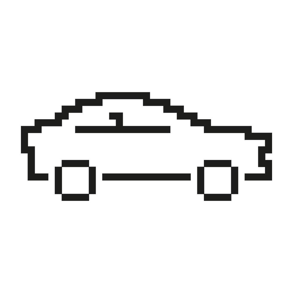 Car Pixelated Icon. Pixel Art Icon of a Vehicle for Transportation. Automobile Symbol for Driving and Travel. Isolated Illustration vector