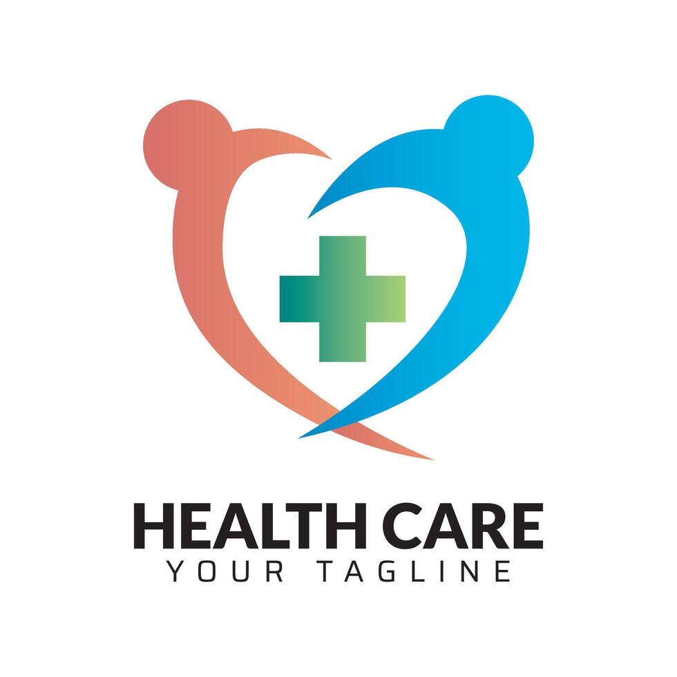 Man with plus sign healthy logo design vector