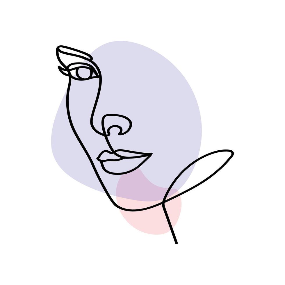Beauty face linear elegance minimal artwork. vector