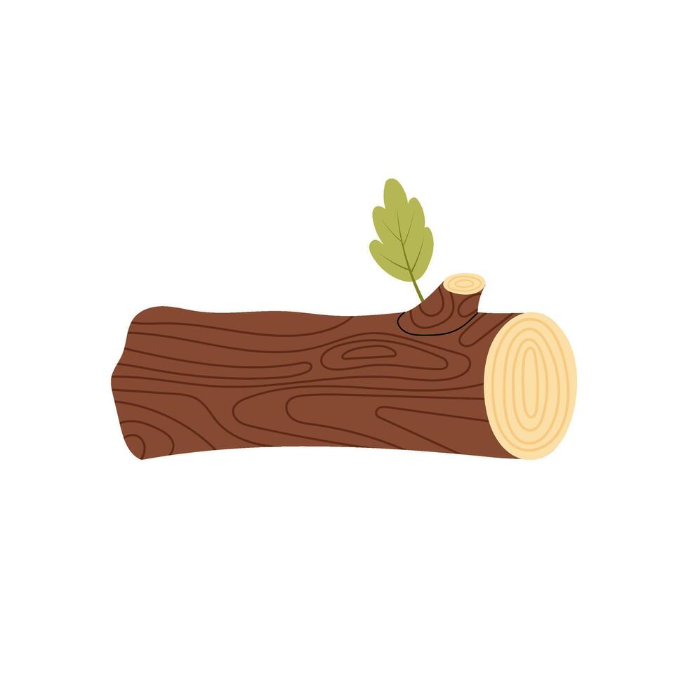 Wooden deck. Wooden industry. Tree felling. Logs for the fire. The trunk of a felled tree. Flat illustration on white background. vector