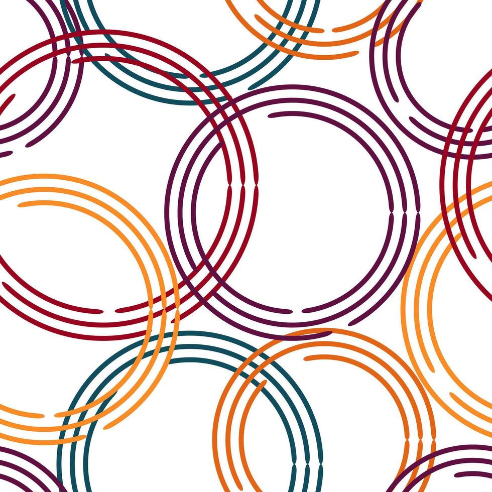 Overlapping circles in vibrant colors and seamless pattern vector
