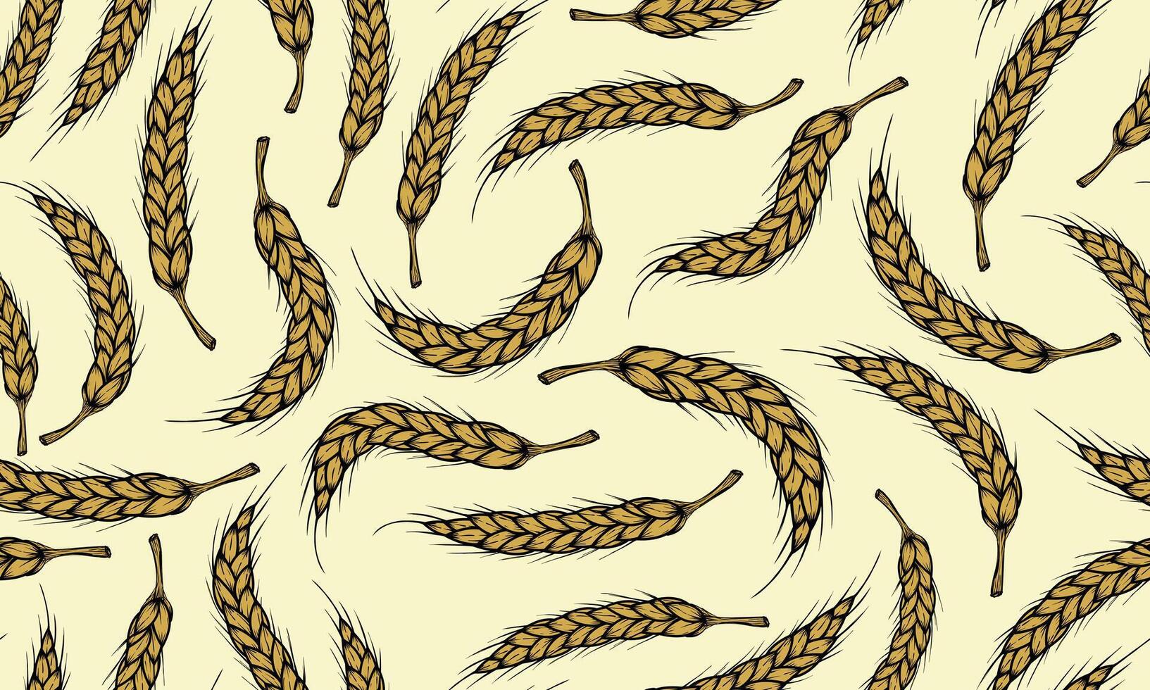 Pattern of stylized wheat on a cream background vector