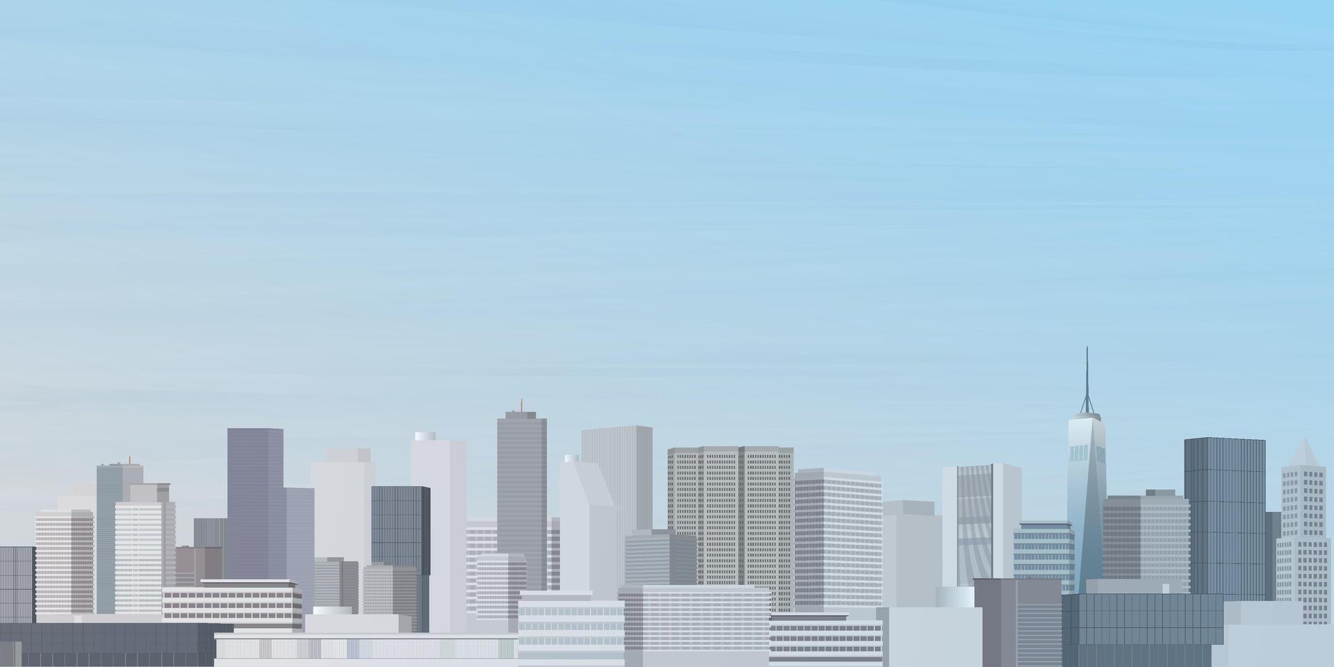 Skyscraper front view with blue sky background graphic illustration have blank space. vector