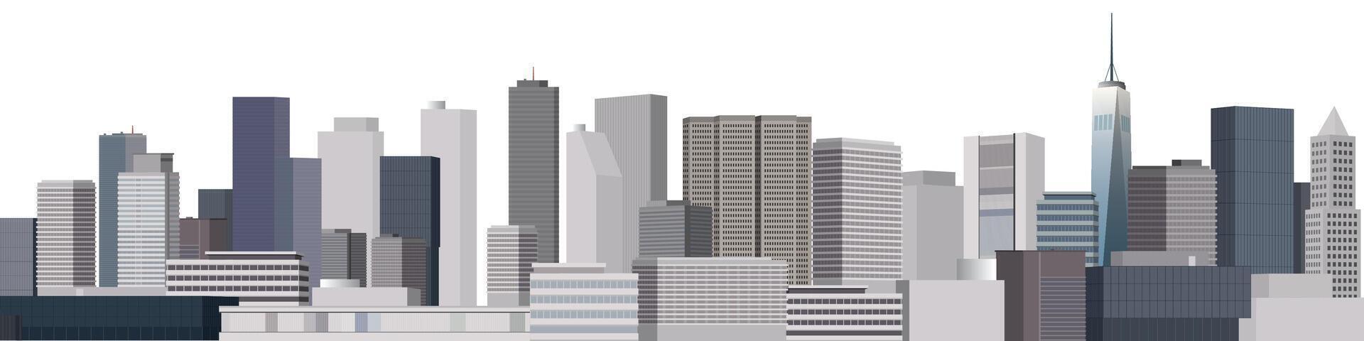 Cityscape front view isolated on white background graphic illustration. vector