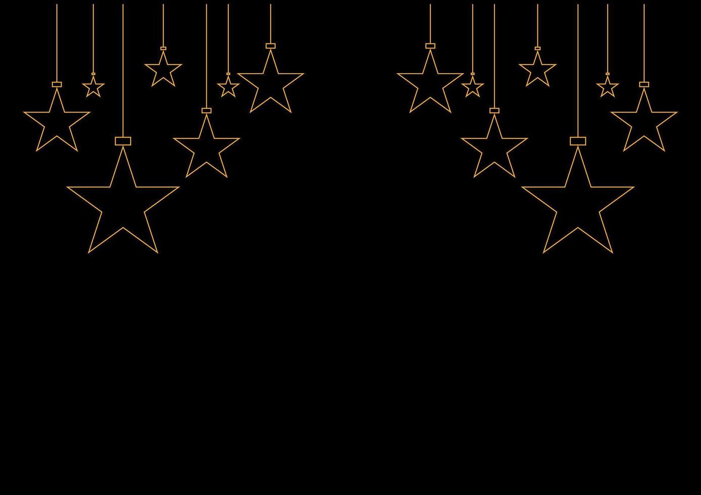 Christmas concept. The golden shiny star hanging on top on a black background. For banner, card, cover book and website. vector