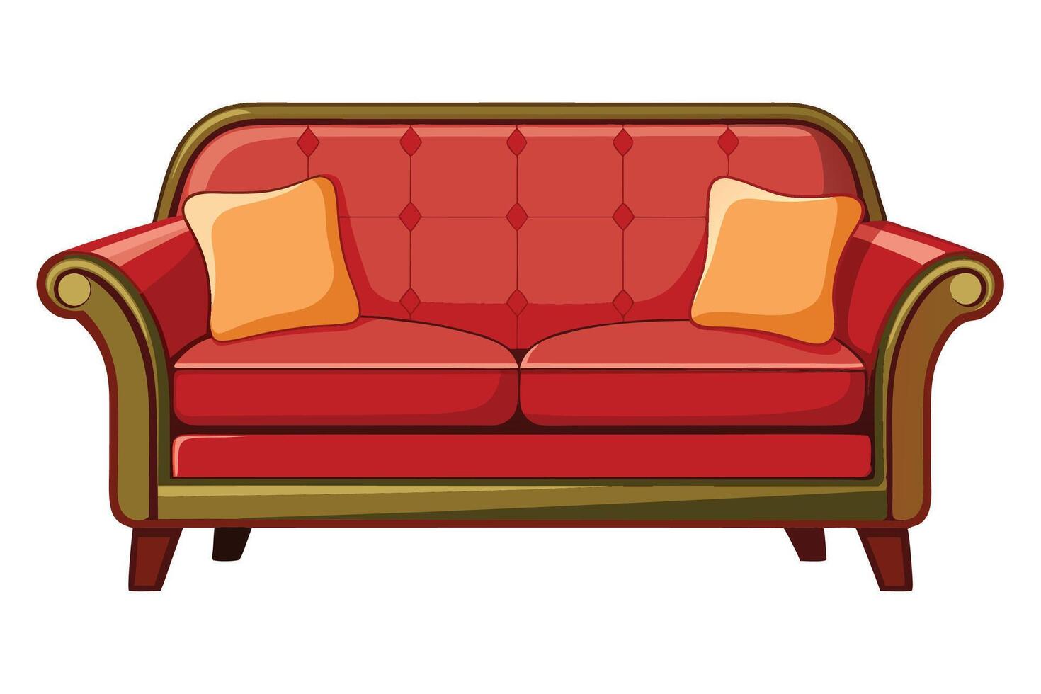 Red sofa with pillows illustration vector