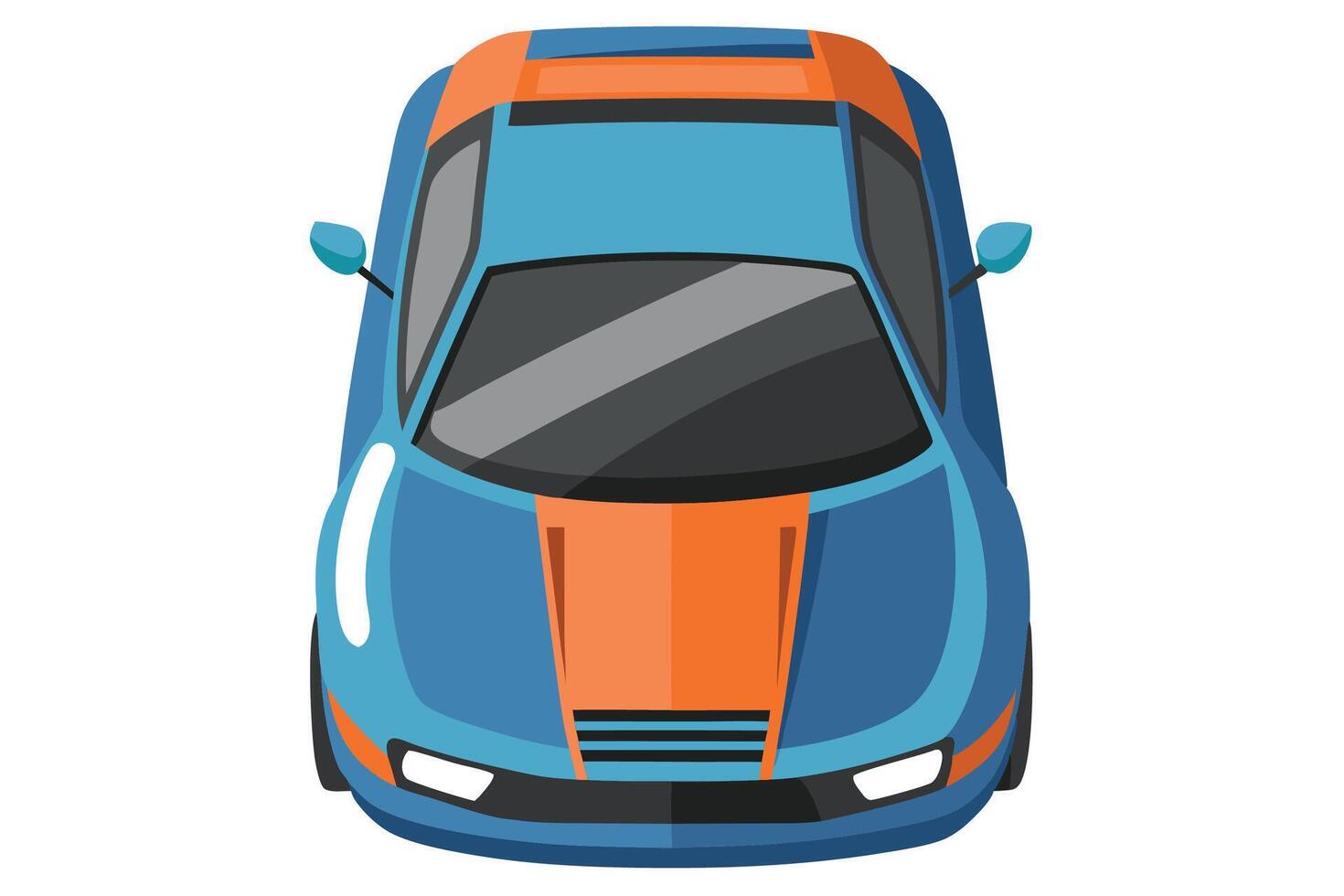 Top view of a blue sports car on a white background vector