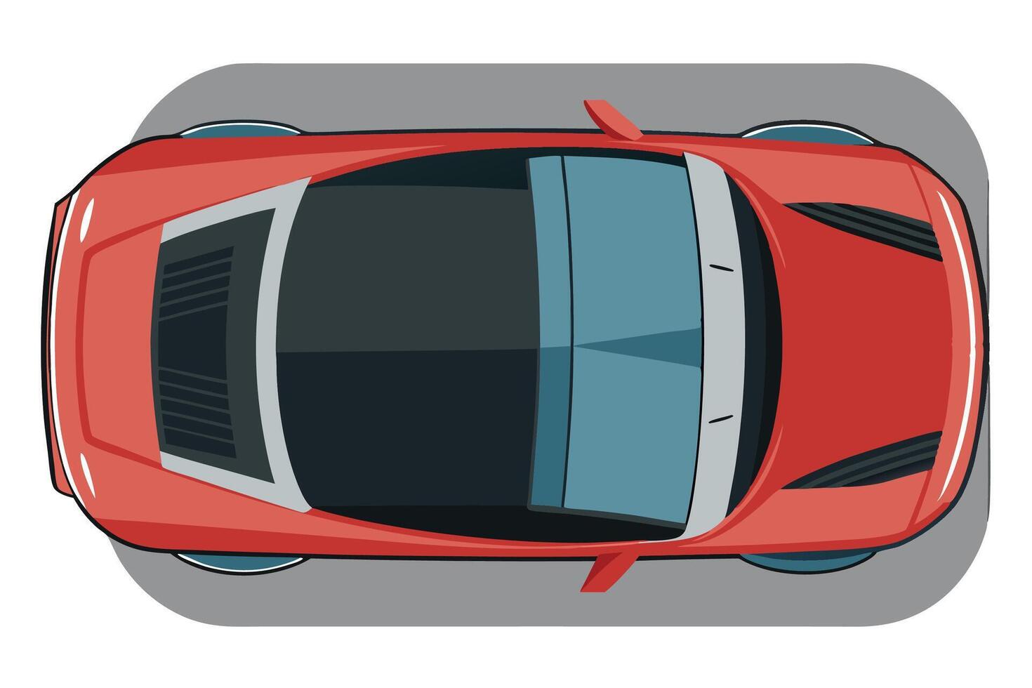 Top view of a red sports car on a white background vector