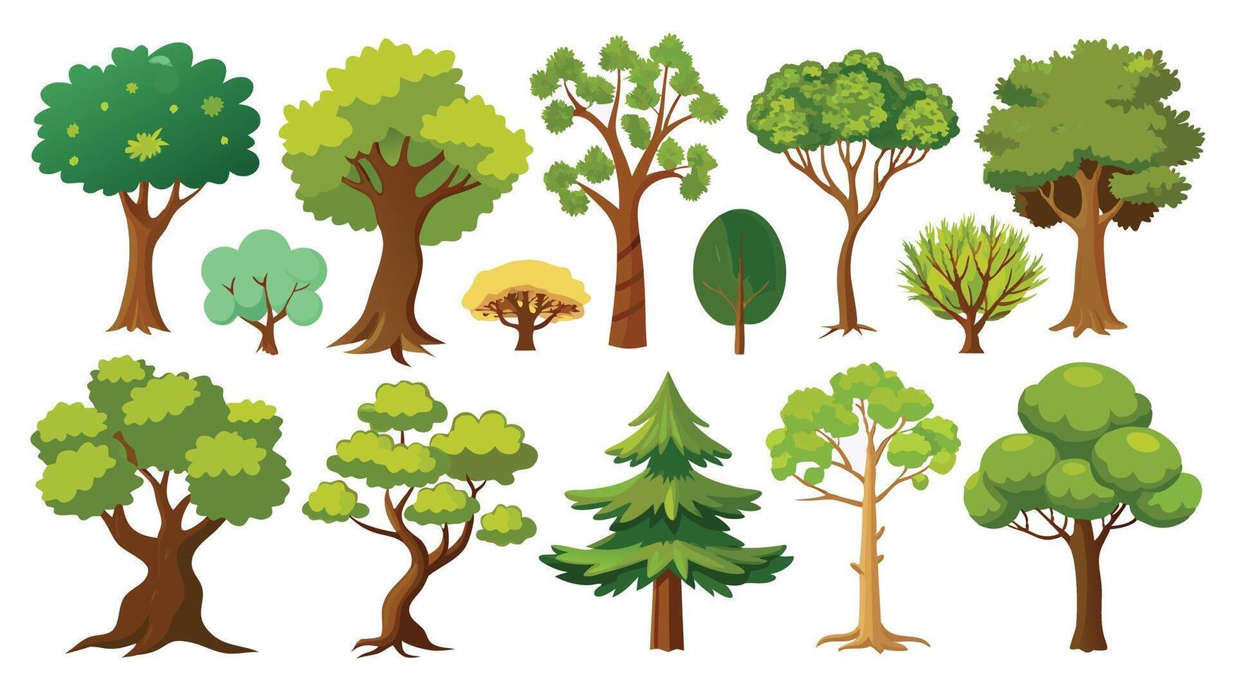 illustration of different types of trees vector