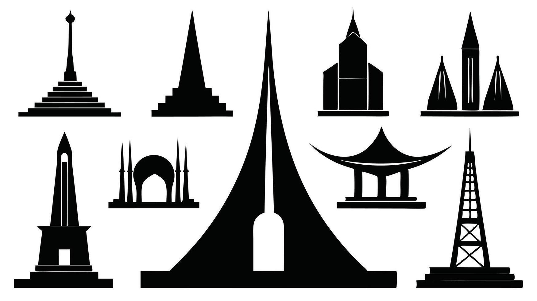 A set of different types of buildings and towers vector