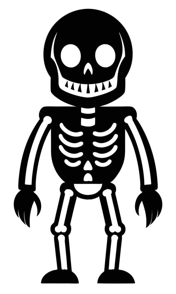 A black and white skeleton with a smile vector