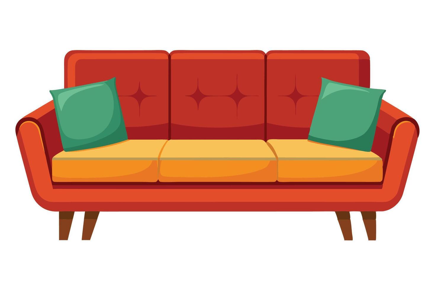 Retro sofa with two pillows illustration vector