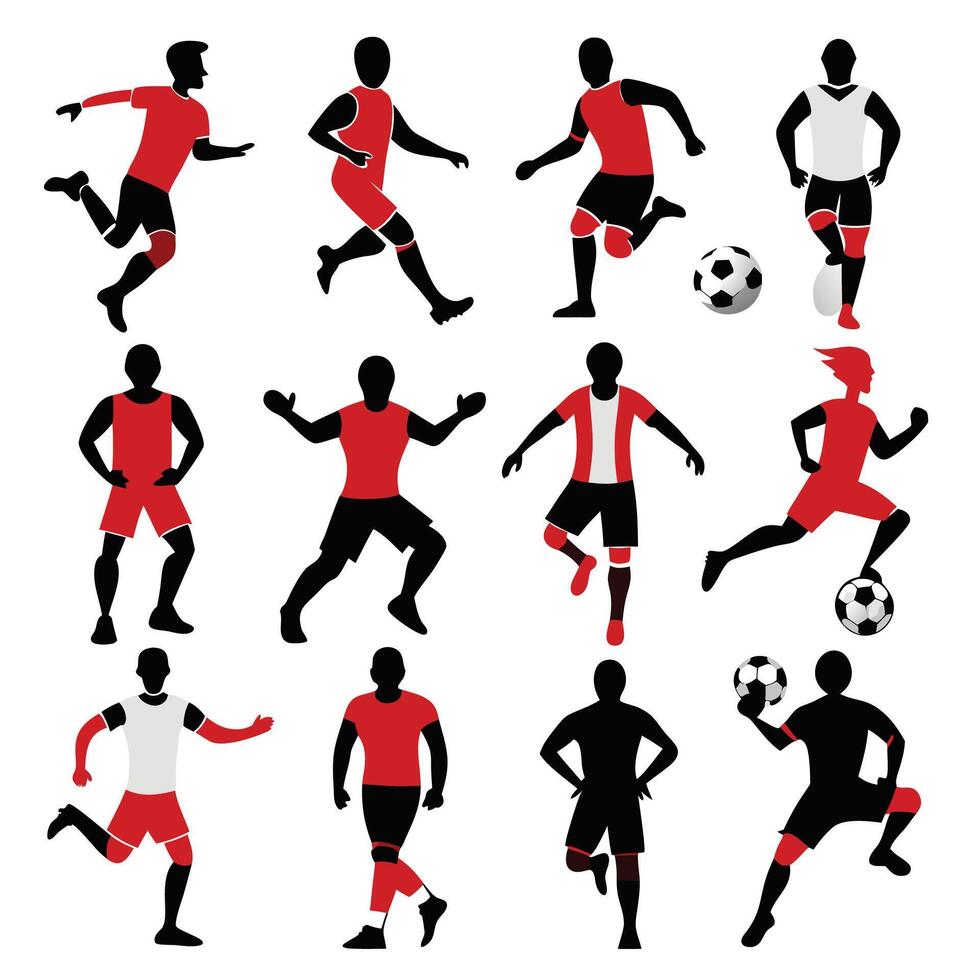 Soccer player silhouettes vector