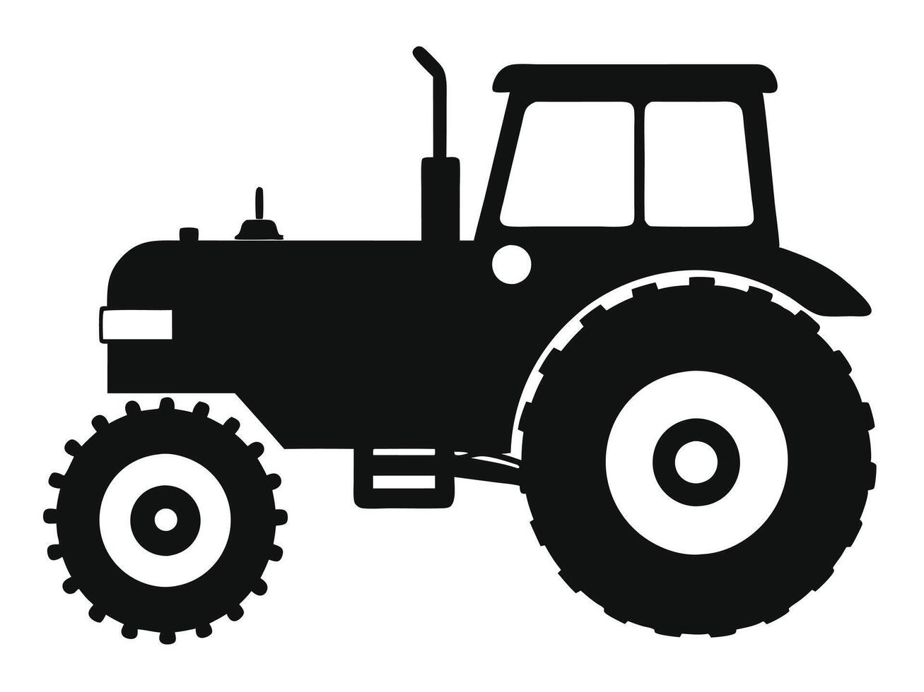 A black and white silhouette of a tractor vector