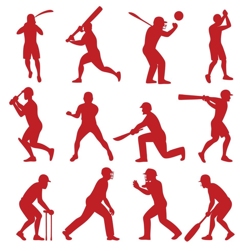 Cricket player silhouettes illustration vector