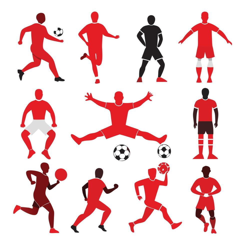 Soccer player silhouettes vector