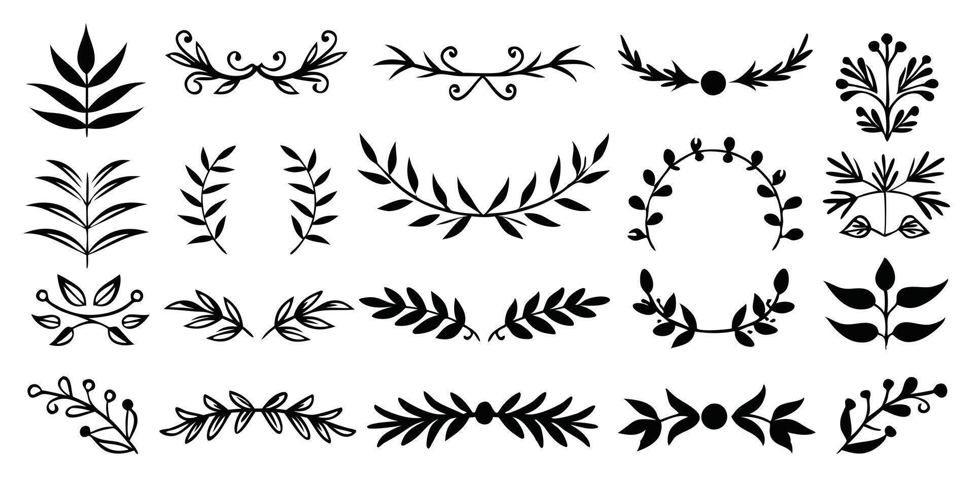Various black and white floral designs vector