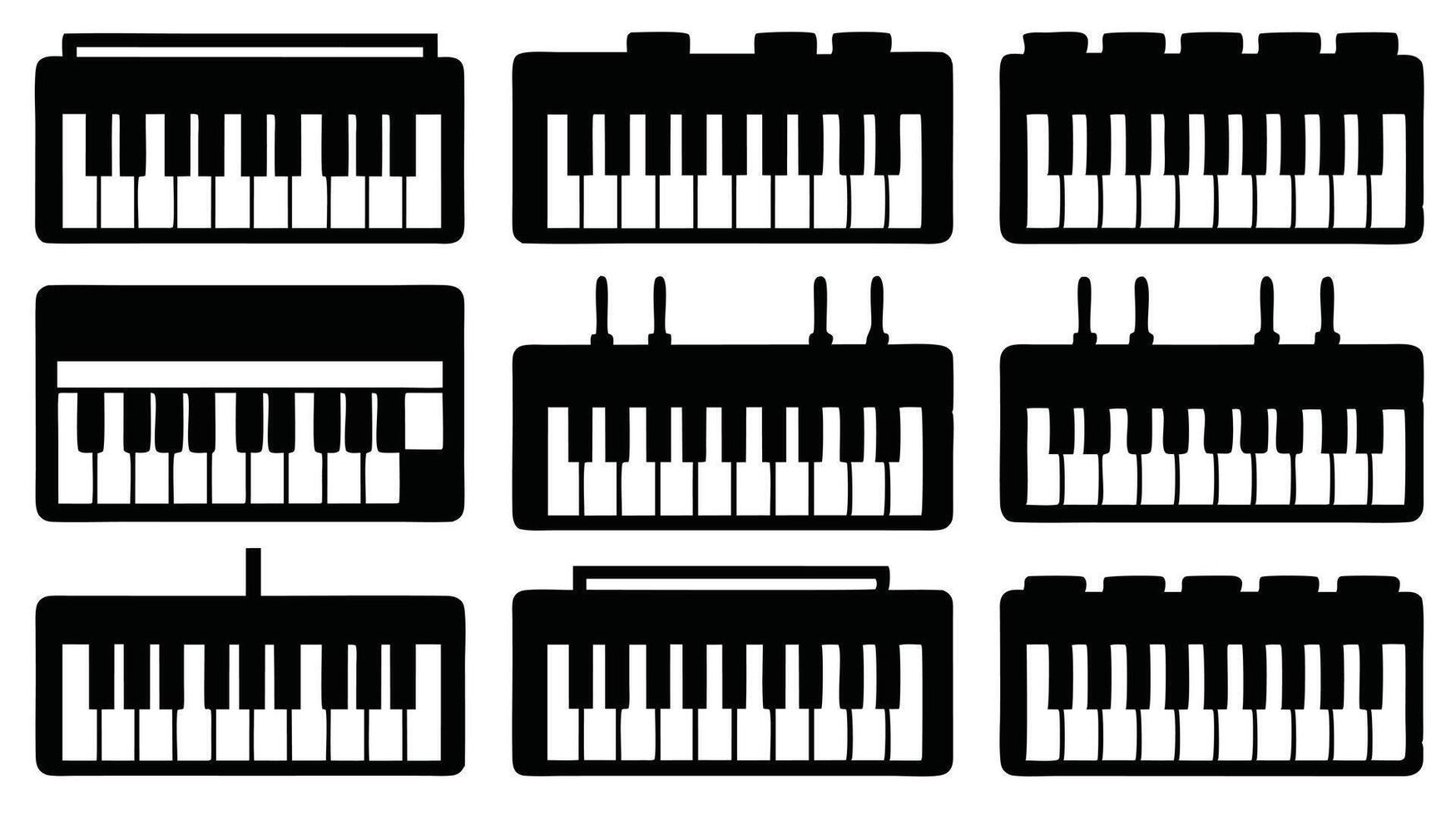 Piano keyboard icons set vector